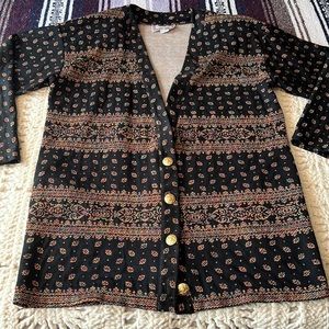 Vintage Boho Cardigan Shimmery Gold